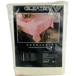Vintage Sleater Courtrai Tablecloth Ivory Cream 60 x 102 Stain Releasing No Iron